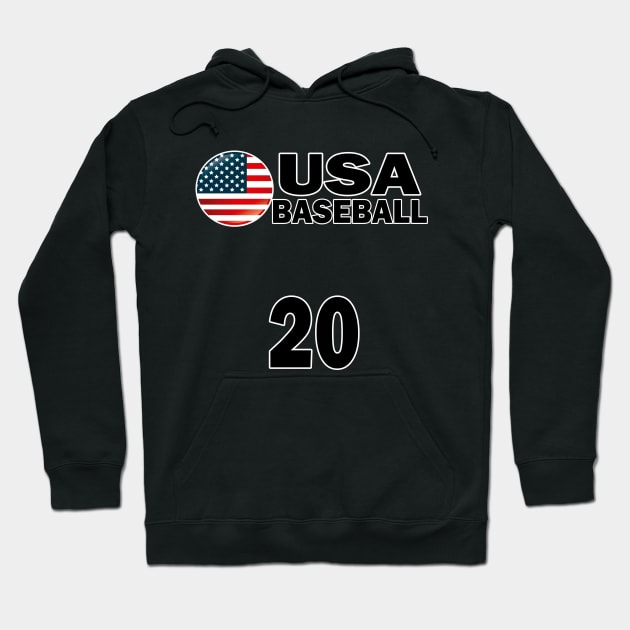 USA Baseball Number 20 T-shirt Design Hoodie by werdanepo